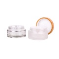 50g 100g skincare face cream  glass jar with bamboo lid